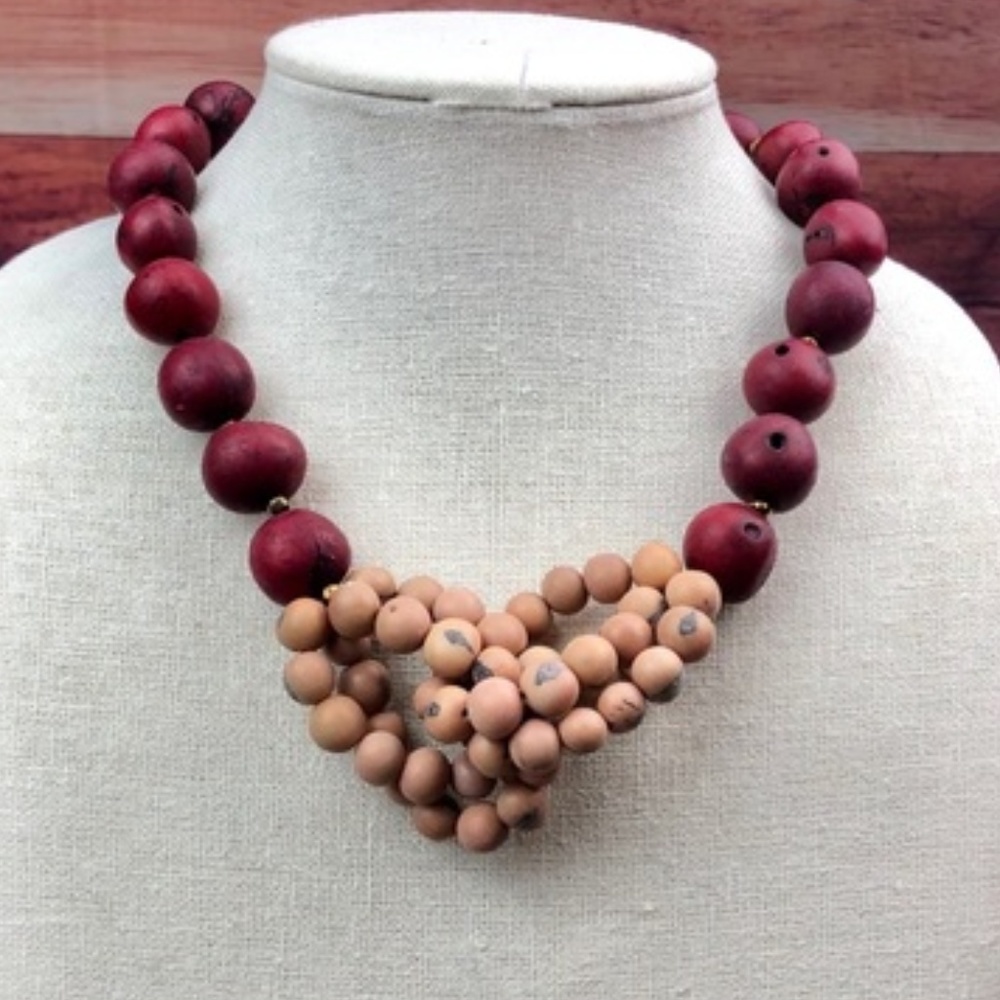 FINAL SALE:Knotted Cranberry & Creme Acai Necklace